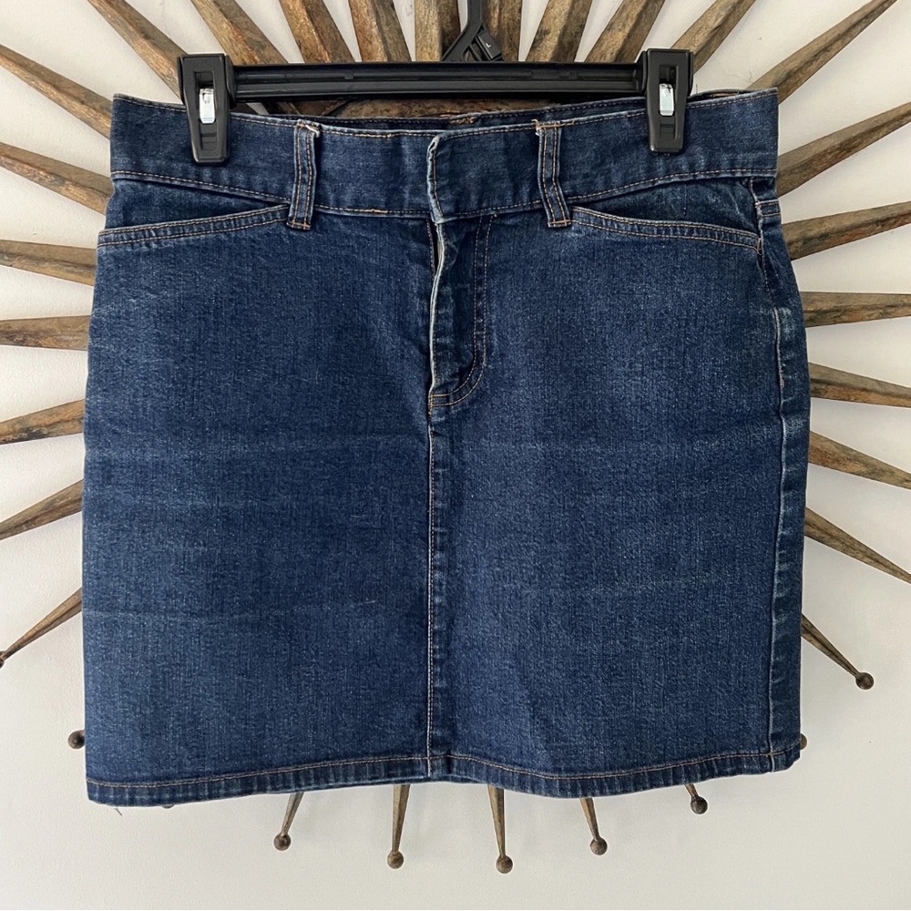 Gap Hip Hugger Blue Denim Jean Skirt Cotton Stretch Pockets Womens Size 4